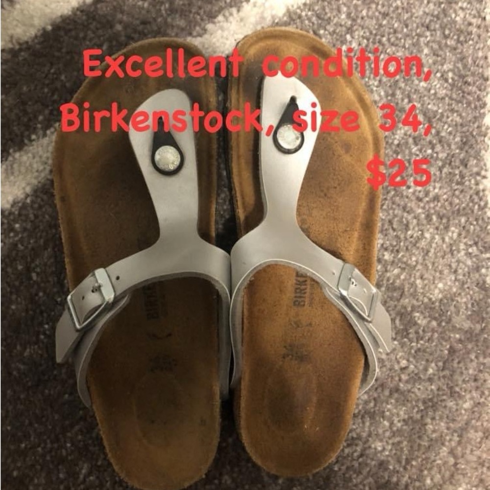 Birkenstock Sandals. Silver